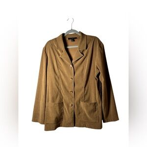 Briggs New York Brown Button Front Blazer Jacket Size L